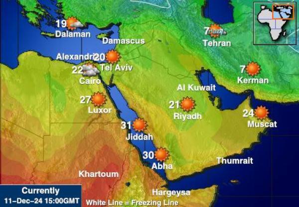 イスラエル 天気予報温度マップ 