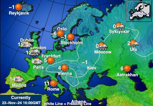 Włochy Prognoza pogody temperaturę na mapie 