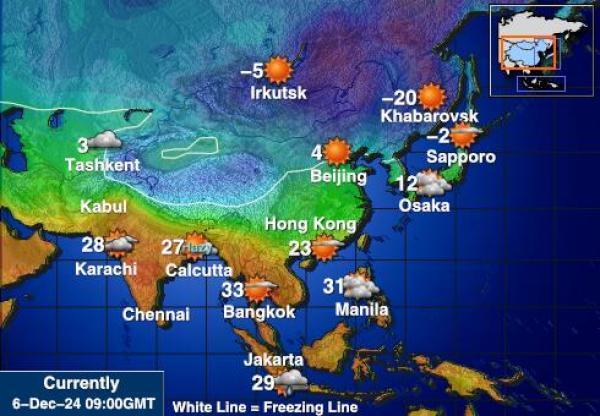 Kazakstan Sääennuste lämpötila kartalla 