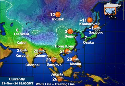 Kazachstan Prognoza pogody temperaturę na mapie 