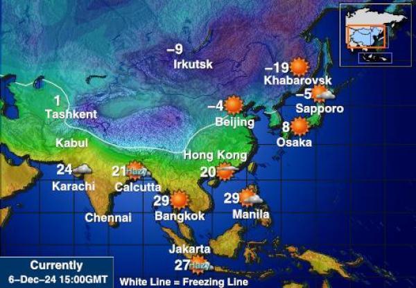 Kazakstan Sääennuste lämpötila kartalla 