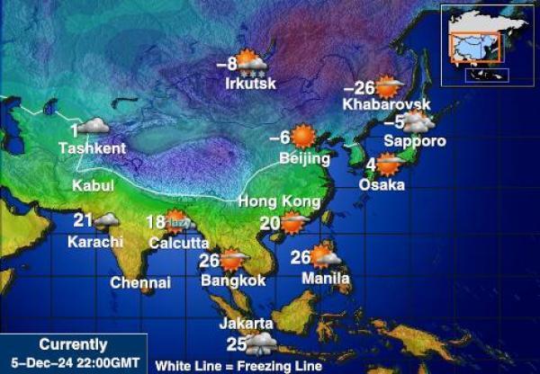 Kazakstan Sääennuste lämpötila kartalla 