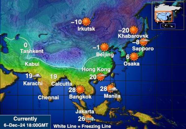 Kazakstan Sääennuste lämpötila kartalla 