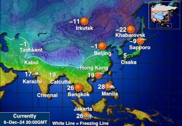 Kazakstan Sääennuste lämpötila kartalla 