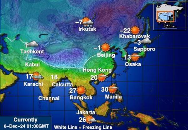 Kazakstan Sääennuste lämpötila kartalla 