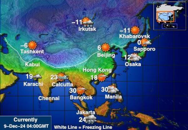 Kazakstan Sääennuste lämpötila kartalla 