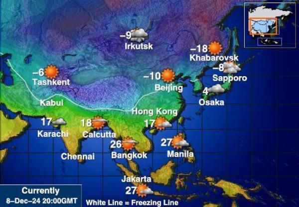 Kazakstan Sääennuste lämpötila kartalla 