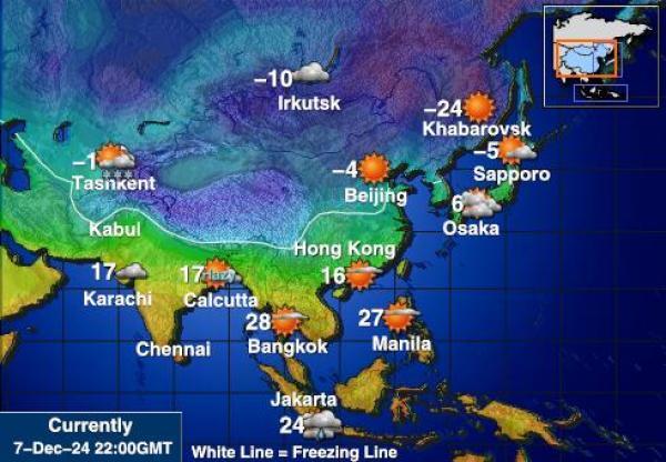 Kazakstan Sääennuste lämpötila kartalla 