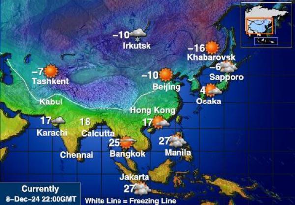 Kazakstan Sääennuste lämpötila kartalla 