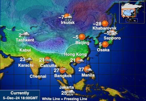 Kazakstan Sääennuste lämpötila kartalla 