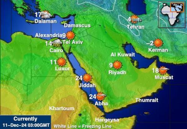 Kuwait Sääennuste lämpötila kartalla 