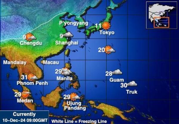 Laos Sääennuste lämpötila kartalla 