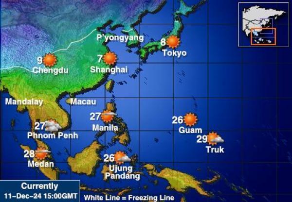 ラオス 天気予報温度マップ 