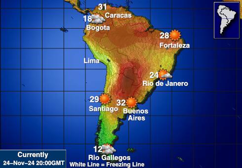 Latijns Amerika Weersverwachting Temperatuur Kaart 