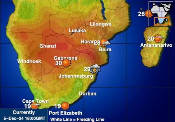 lesotho Sääennuste lämpötila kartalla 