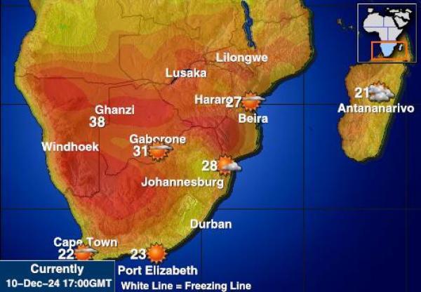 lesotho Sääennuste lämpötila kartalla 