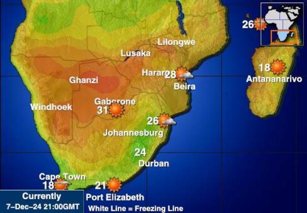 lesotho Sääennuste lämpötila kartalla 