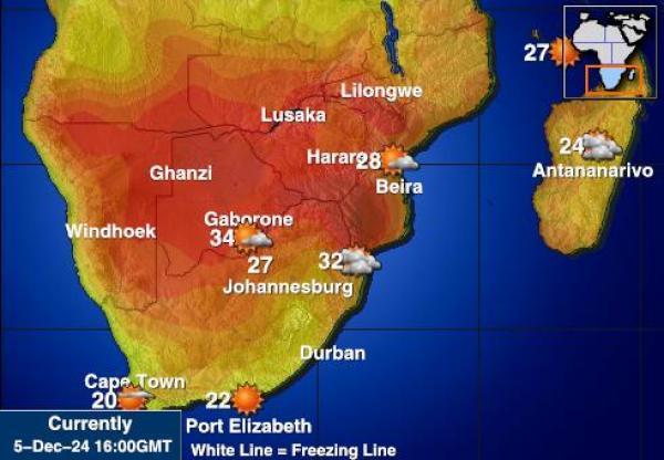 lesotho Sääennuste lämpötila kartalla 