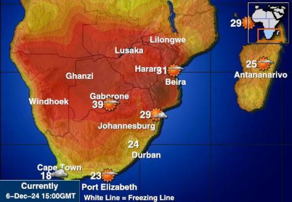 lesotho Sääennuste lämpötila kartalla 