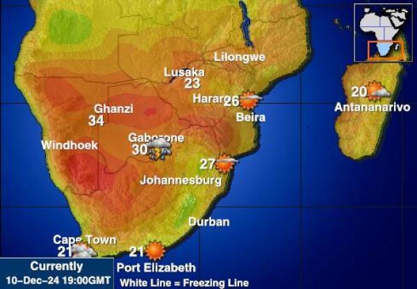 lesotho Sääennuste lämpötila kartalla 