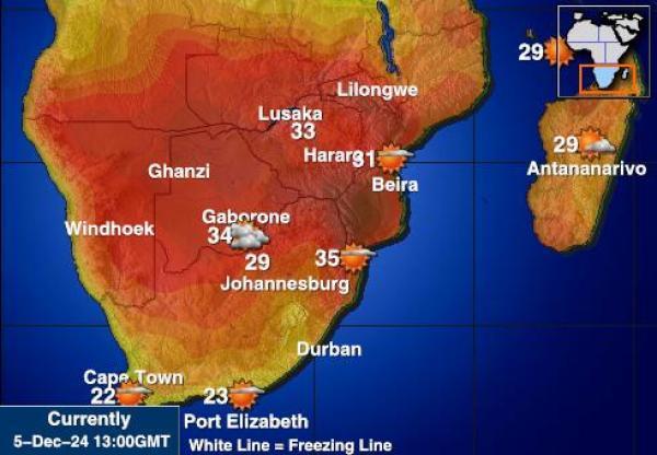 lesotho Sääennuste lämpötila kartalla 