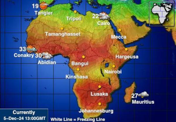 Liberia Sääennuste lämpötila kartalla 