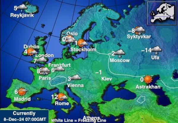 Liechtenstein Sääennuste lämpötila kartalla 