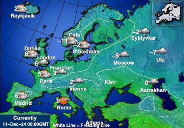 Liechtenstein Sääennuste lämpötila kartalla 