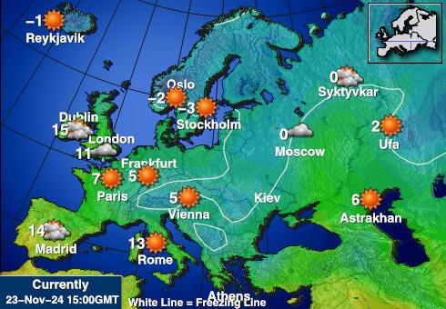 Luksemburg Prognoza pogody temperaturę na mapie 