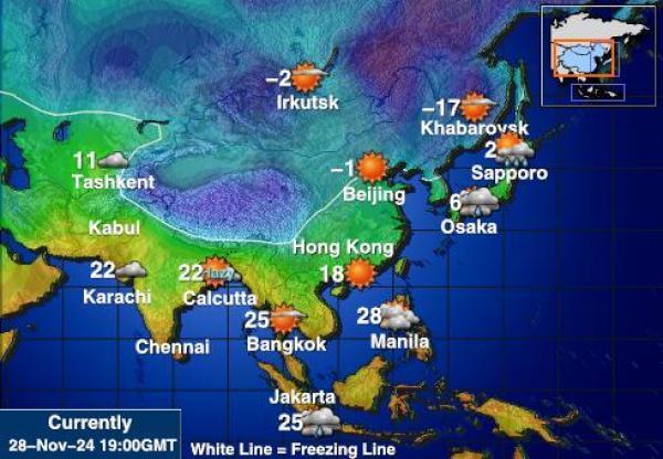 Maldivi Vremenska prognoza, temperatura, karta 