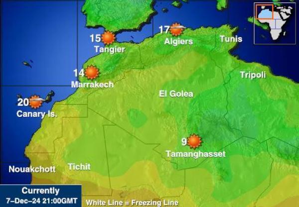 Mauritania Sääennuste lämpötila kartalla 