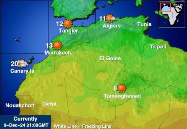 Mauritania Sääennuste lämpötila kartalla 