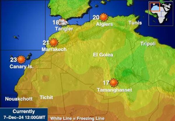 Mauritania Sääennuste lämpötila kartalla 