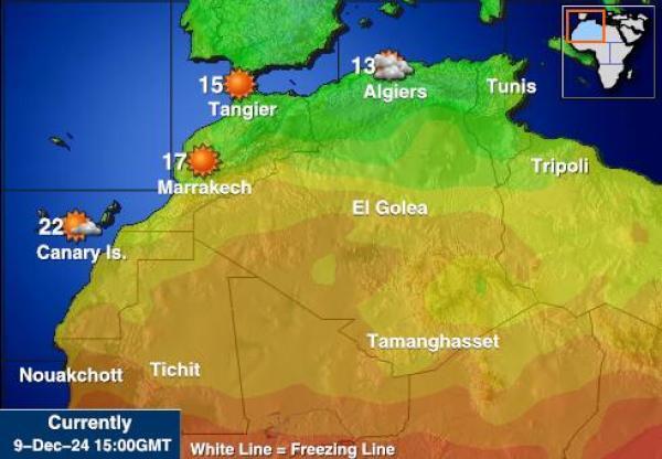 Mauritania Sääennuste lämpötila kartalla 