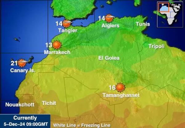 Mauritania Sääennuste lämpötila kartalla 