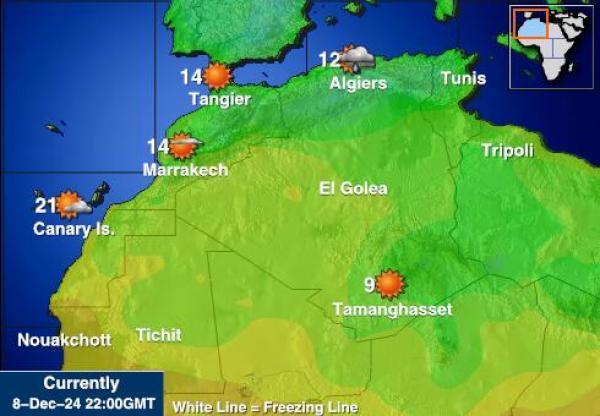 Mauritania Sääennuste lämpötila kartalla 