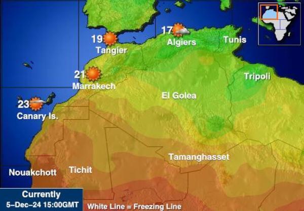 Mauritania Sääennuste lämpötila kartalla 