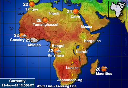 Mauritius Prognoza pogody temperaturę na mapie 