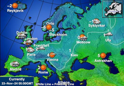 Śródziemnomorski Prognoza pogody temperaturę na mapie 