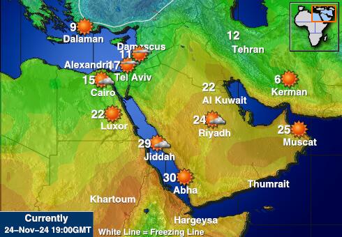 Midden-Oosten Weersverwachting Temperatuur Kaart 