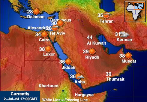 Moyen-Orient Météo carte des températures de prévision 