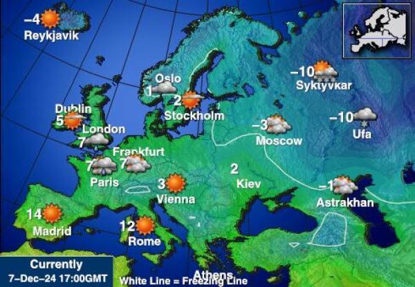 Moldova Sääennuste lämpötila kartalla 