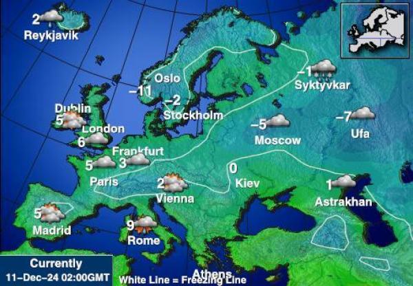 Moldova Sääennuste lämpötila kartalla 