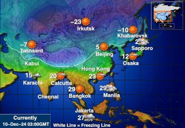 Mongolia Sääennuste lämpötila kartalla 