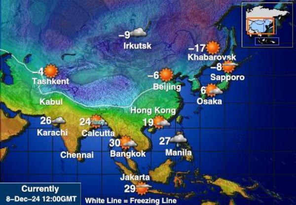 Mongolia Sääennuste lämpötila kartalla 