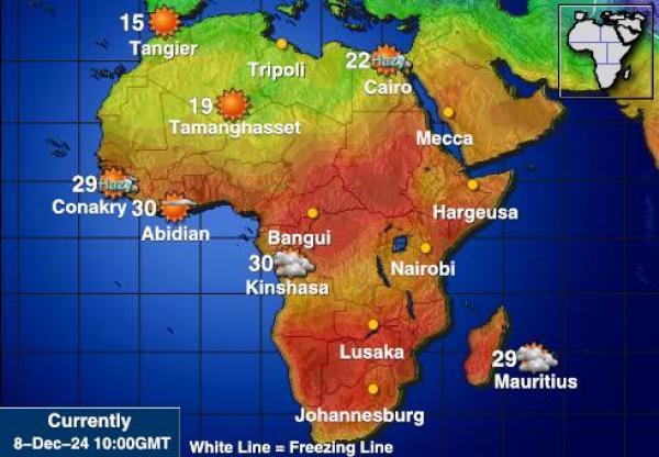 Namibia Sääennuste lämpötila kartalla 