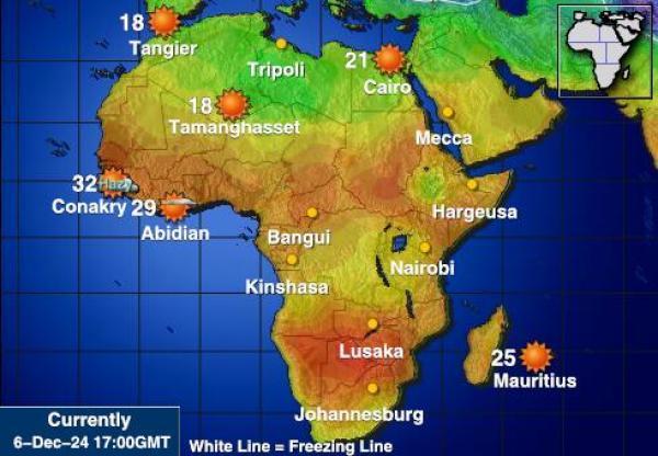 Namibia Sääennuste lämpötila kartalla 