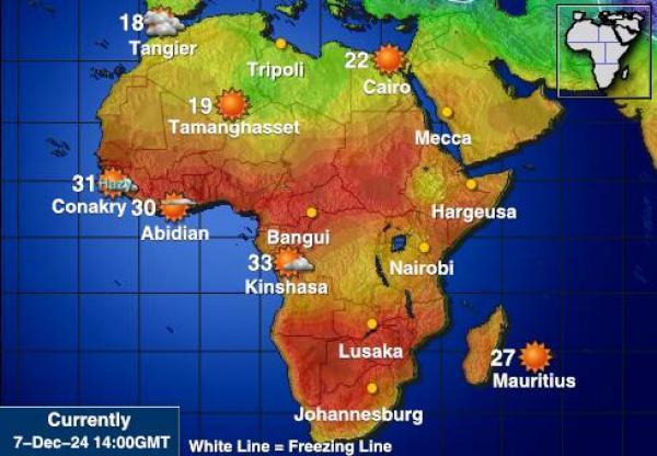 Namibia Sääennuste lämpötila kartalla 