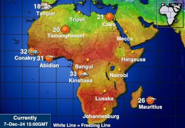 Namibia Sääennuste lämpötila kartalla 