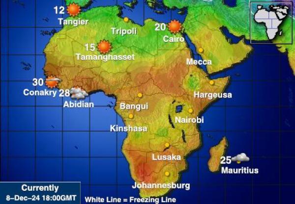 Namibia Sääennuste lämpötila kartalla 